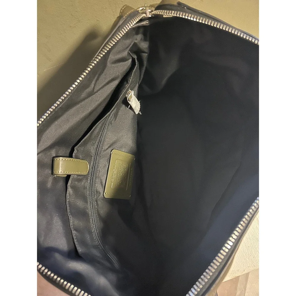 Coach Beckett Pocket Briefcase Pebble Leather NWT Utility Green Travel Purse Bag